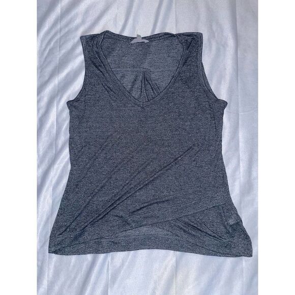 Athleta Women's Size L Heather Gray Criss Cross Hem V - Neck Tank Top - Picture 1 of 8